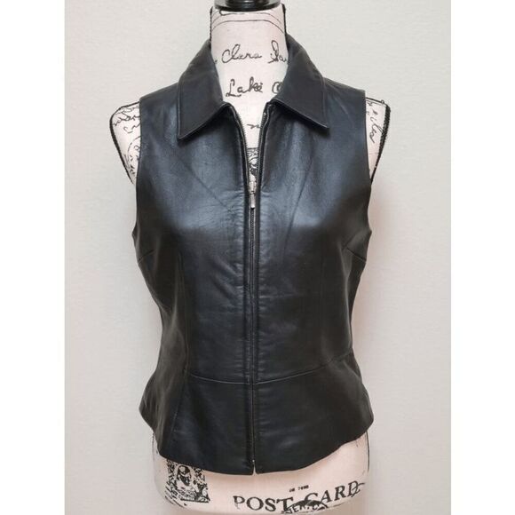 CROFT BARROW Black Genuine Lambskin Leather Zip Up Vest SIZE S MSRP $150 - Picture 10 of 11